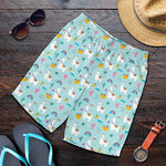 Happy Llama And Cactus Pattern Print Men's Shorts
