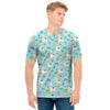 Happy Llama And Cactus Pattern Print Men's T-Shirt