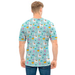 Happy Llama And Cactus Pattern Print Men's T-Shirt