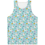 Happy Llama And Cactus Pattern Print Men's Tank Top