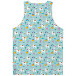 Happy Llama And Cactus Pattern Print Men's Tank Top