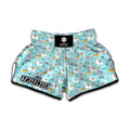 Happy Llama And Cactus Pattern Print Muay Thai Boxing Shorts