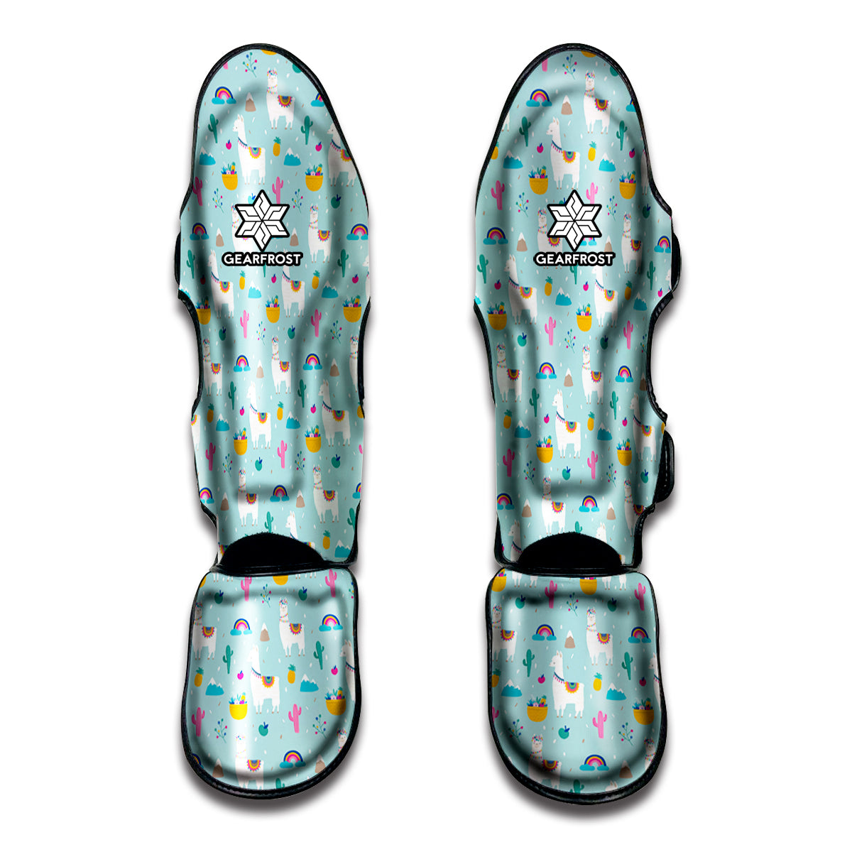 Happy Llama And Cactus Pattern Print Muay Thai Shin Guard