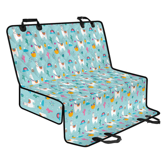 Happy Llama And Cactus Pattern Print Pet Car Back Seat Cover