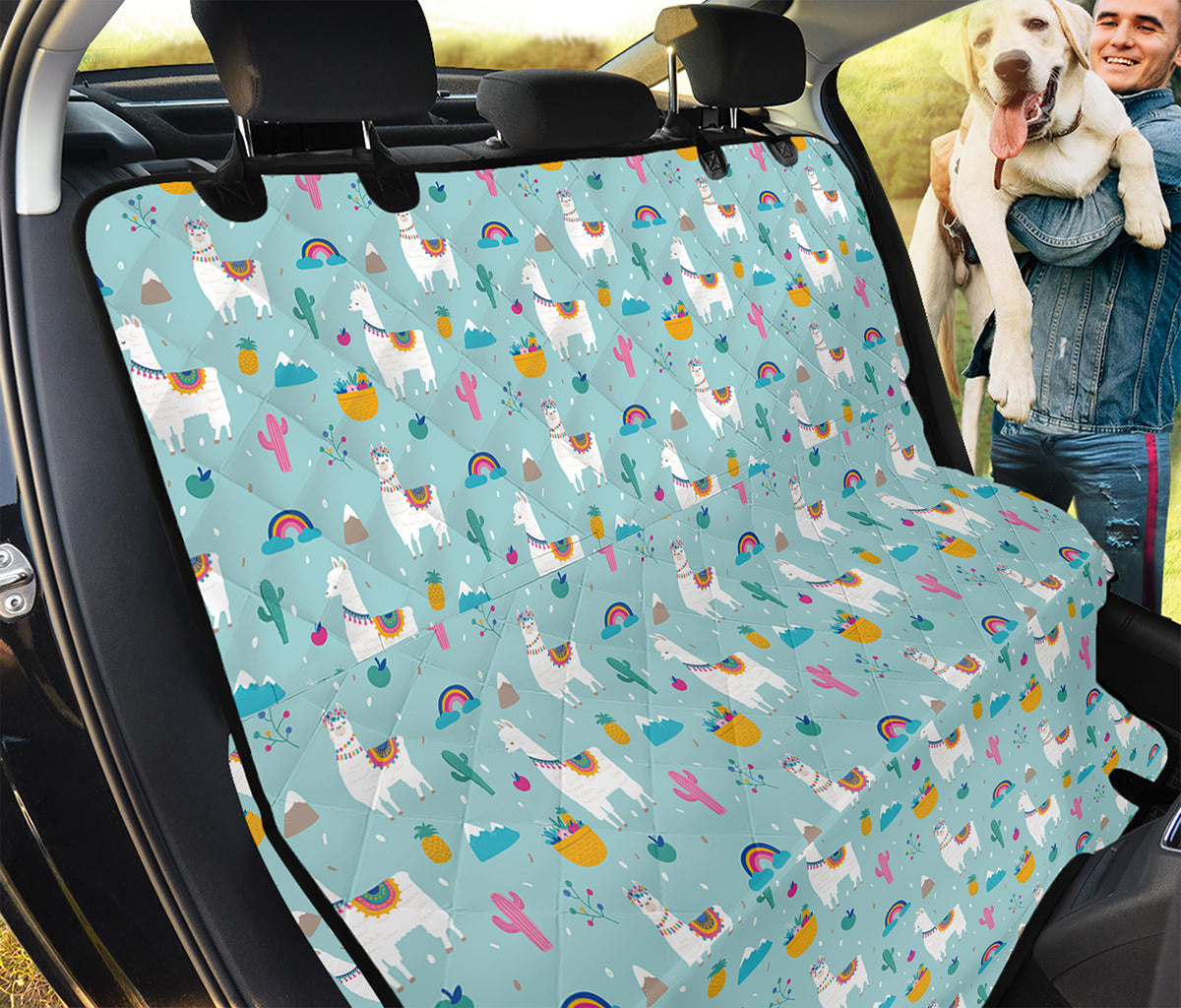 Happy Llama And Cactus Pattern Print Pet Car Back Seat Cover
