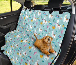 Happy Llama And Cactus Pattern Print Pet Car Back Seat Cover