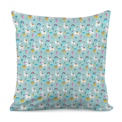 Happy Llama And Cactus Pattern Print Pillow Cover