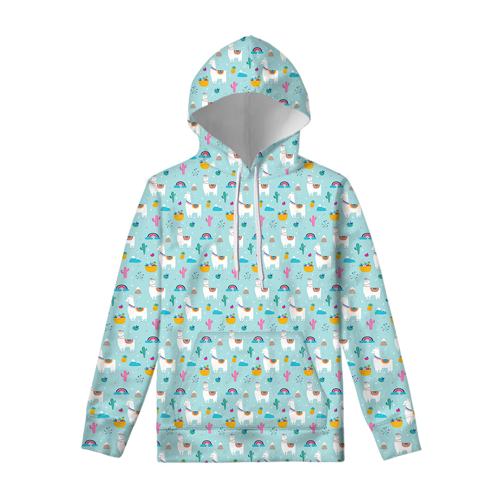 Happy Llama And Cactus Pattern Print Pullover Hoodie