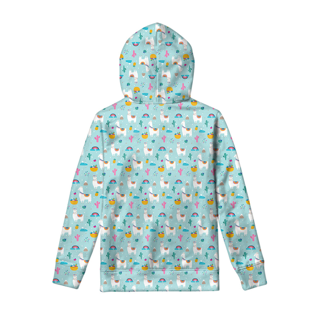 Happy Llama And Cactus Pattern Print Pullover Hoodie