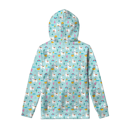 Happy Llama And Cactus Pattern Print Pullover Hoodie