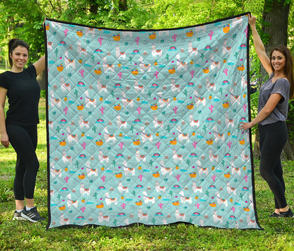 Happy Llama And Cactus Pattern Print Quilt