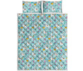 Happy Llama And Cactus Pattern Print Quilt Bed Set