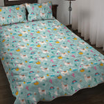 Happy Llama And Cactus Pattern Print Quilt Bed Set
