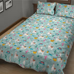 Happy Llama And Cactus Pattern Print Quilt Bed Set