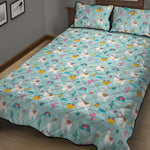 Happy Llama And Cactus Pattern Print Quilt Bed Set