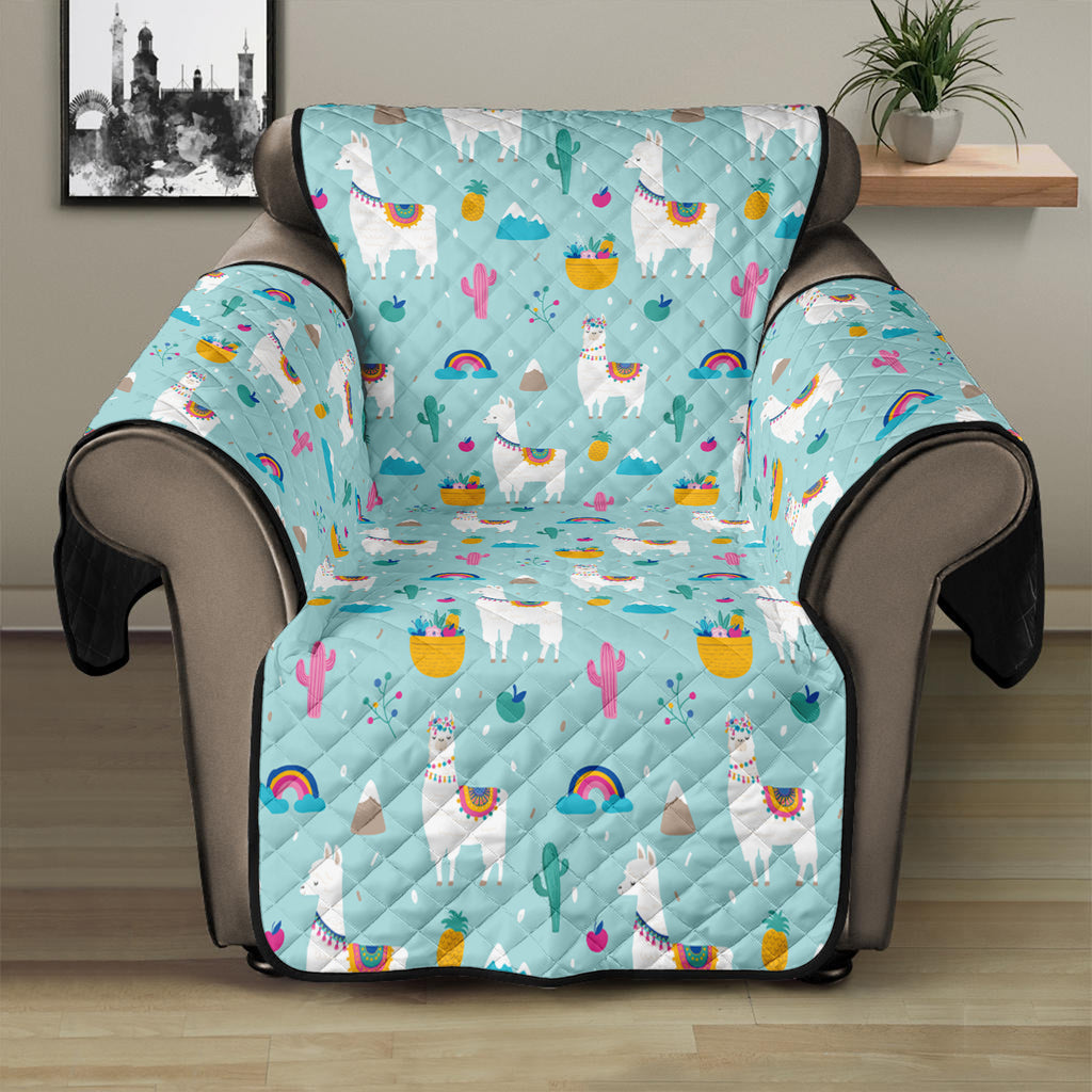 Happy Llama And Cactus Pattern Print Recliner Protector