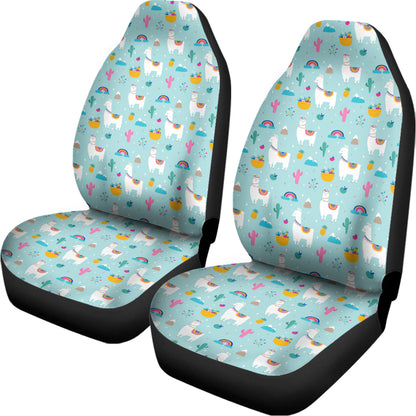 Happy Llama And Cactus Pattern Print Universal Fit Car Seat Covers
