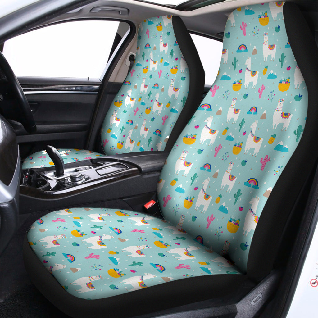 Happy Llama And Cactus Pattern Print Universal Fit Car Seat Covers
