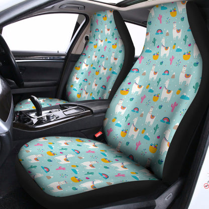 Happy Llama And Cactus Pattern Print Universal Fit Car Seat Covers