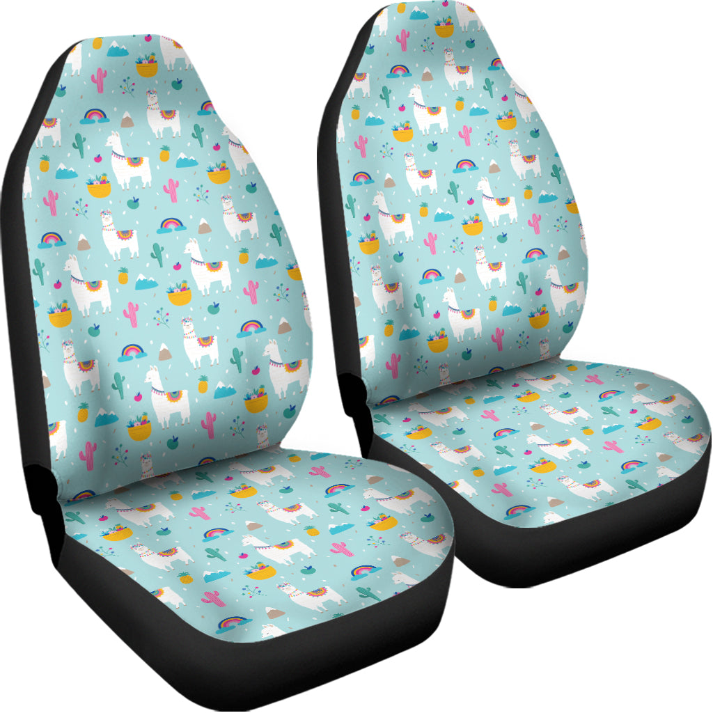 Happy Llama And Cactus Pattern Print Universal Fit Car Seat Covers