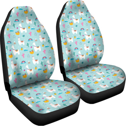 Happy Llama And Cactus Pattern Print Universal Fit Car Seat Covers