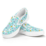 Happy Llama And Cactus Pattern Print White Slip On Shoes