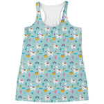 Happy Llama And Cactus Pattern Print Women's Racerback Tank Top