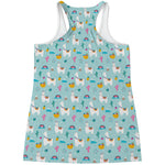 Happy Llama And Cactus Pattern Print Women's Racerback Tank Top