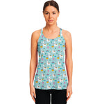 Happy Llama And Cactus Pattern Print Women's Racerback Tank Top