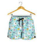 Happy Llama And Cactus Pattern Print Women's Shorts