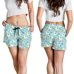 Happy Llama And Cactus Pattern Print Women's Shorts