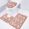 Happy Llama Pattern Print 3 Piece Bath Mat Set