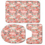 Happy Llama Pattern Print 3 Piece Bath Mat Set