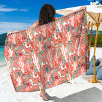 Happy Llama Pattern Print Beach Sarong Wrap