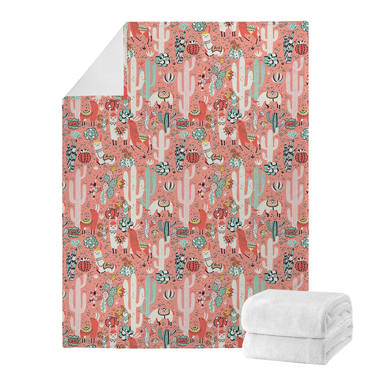 Happy Llama Pattern Print Blanket