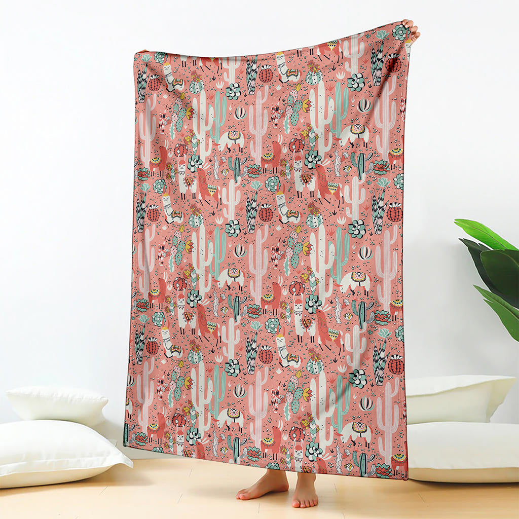 Happy Llama Pattern Print Blanket