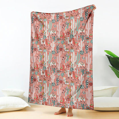 Happy Llama Pattern Print Blanket