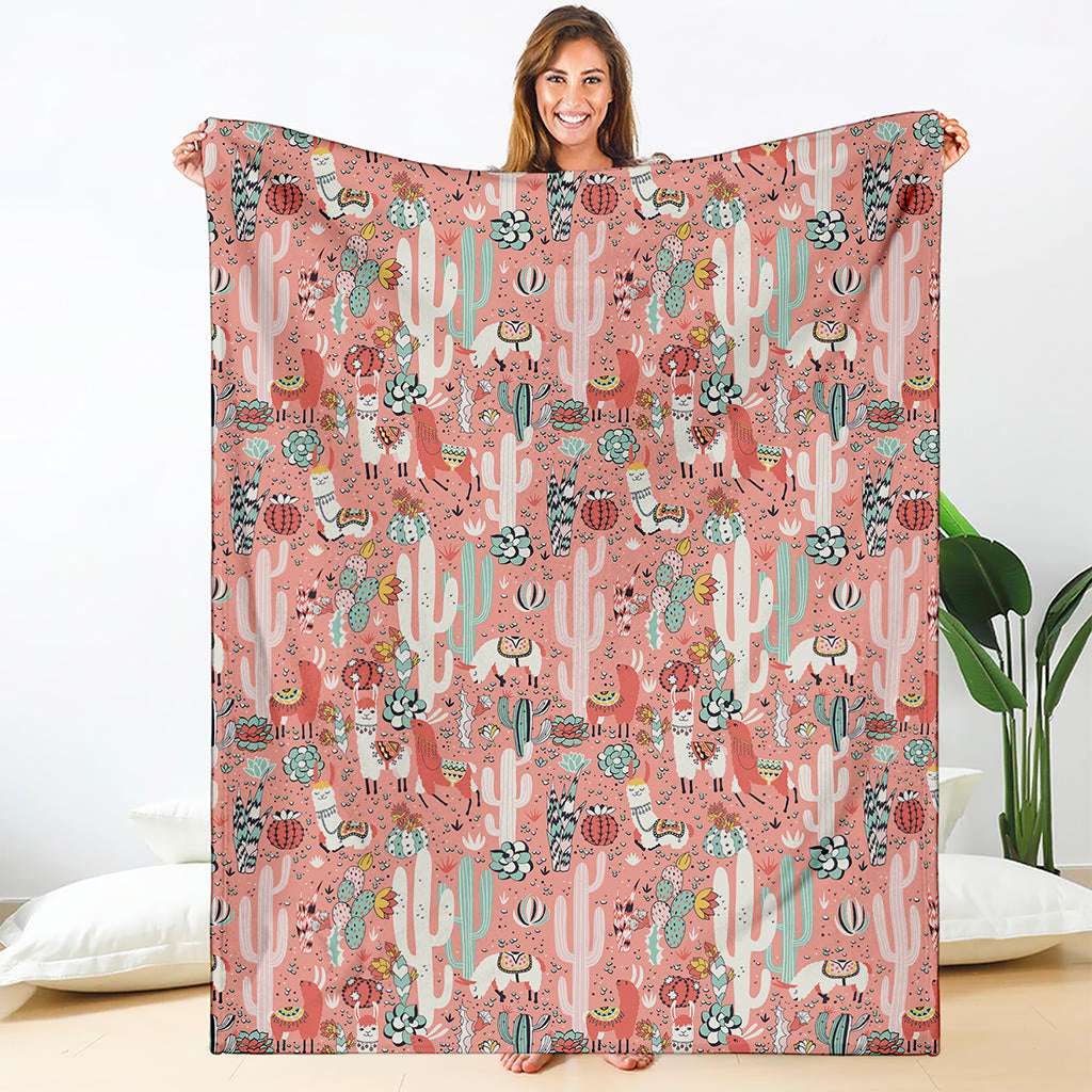 Happy Llama Pattern Print Blanket