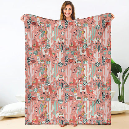 Happy Llama Pattern Print Blanket