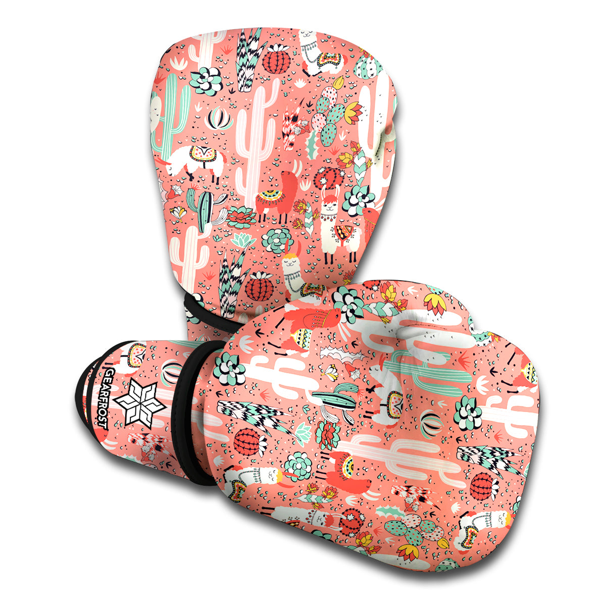 Happy Llama Pattern Print Boxing Gloves