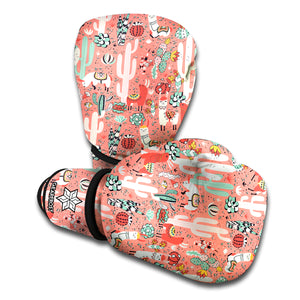 Happy Llama Pattern Print Boxing Gloves