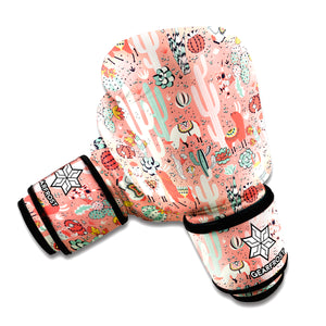 Happy Llama Pattern Print Boxing Gloves