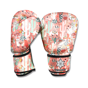 Happy Llama Pattern Print Boxing Gloves