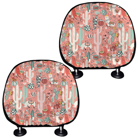 Happy Llama Pattern Print Car Headrest Covers