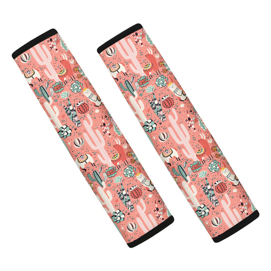 Happy Llama Pattern Print Car Seat Belt Covers