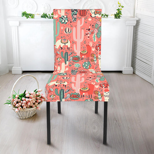 Happy Llama Pattern Print Dining Chair Slipcover