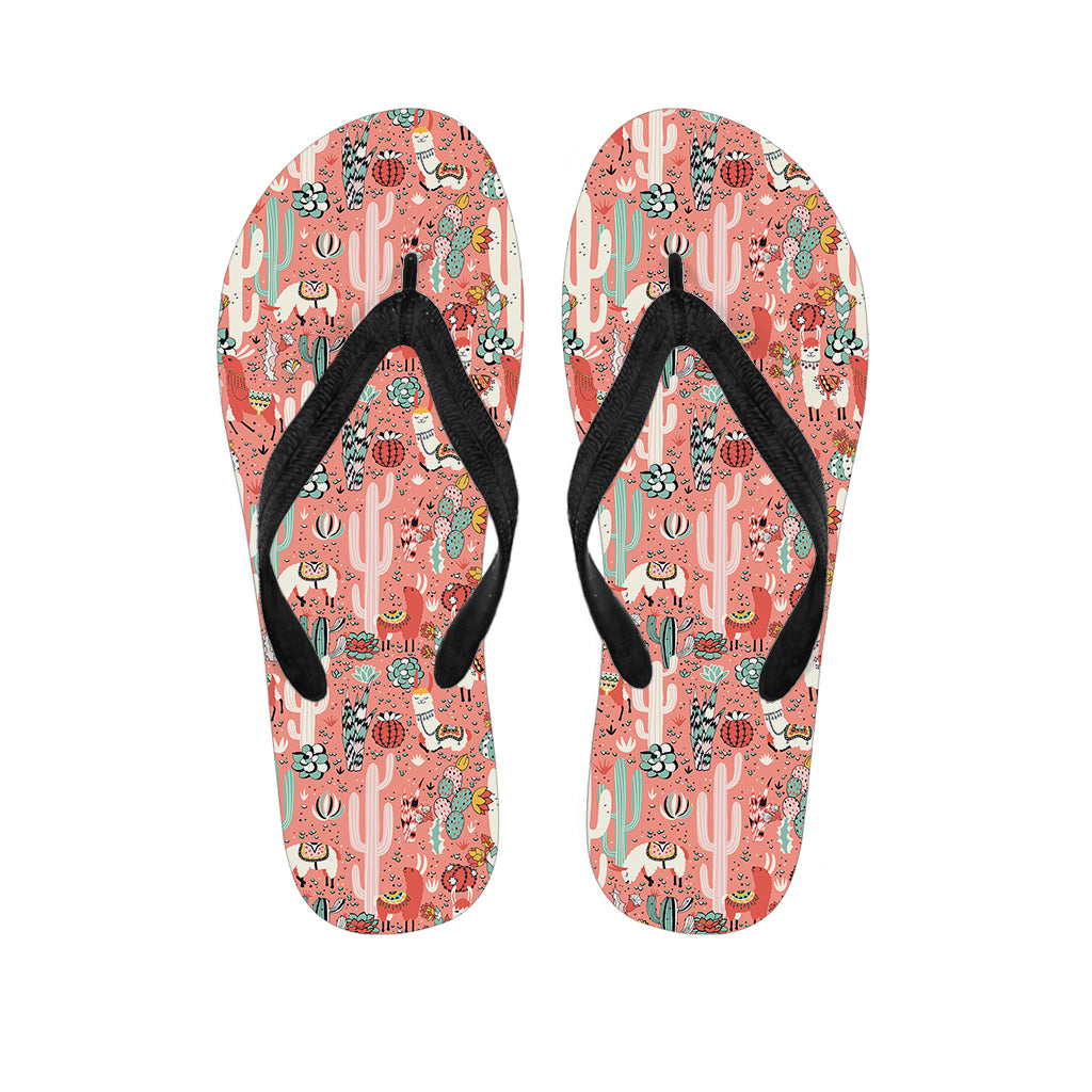 Happy Llama Pattern Print Flip Flops