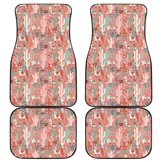 Happy Llama Pattern Print Front and Back Car Floor Mats
