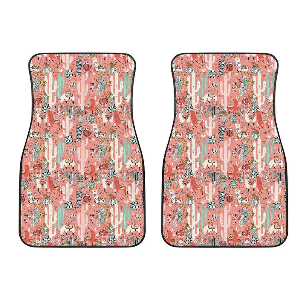 Happy Llama Pattern Print Front Car Floor Mats
