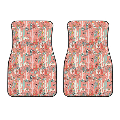 Happy Llama Pattern Print Front Car Floor Mats